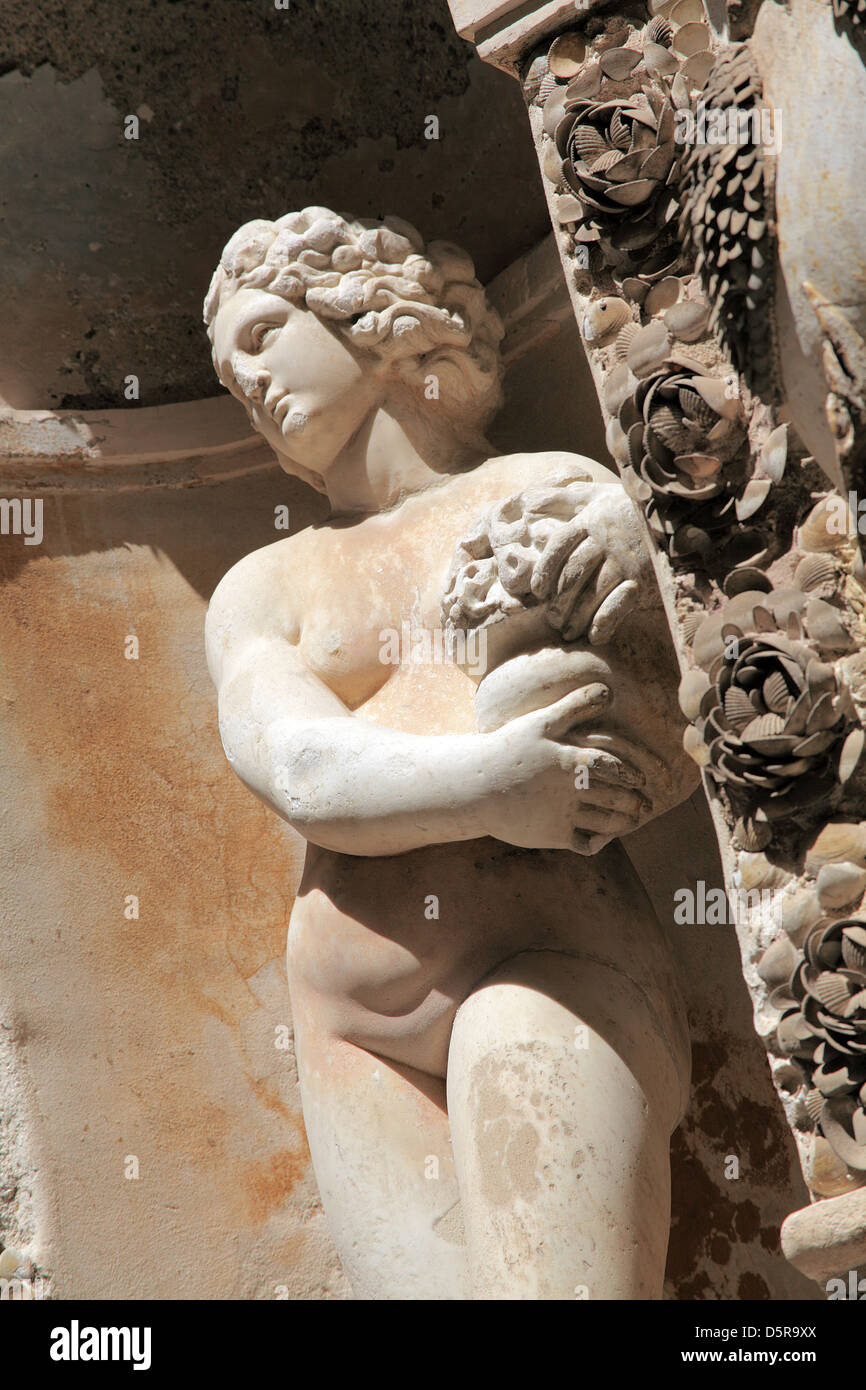 Fountain grotto in the courtyard of the Palace - Palazzo Mirto in Palermo Sicily Stock Photo