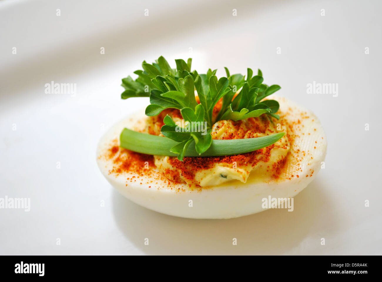 Deviled Egg Appetizer with Parsley and Scallion Stock Photo Alamy