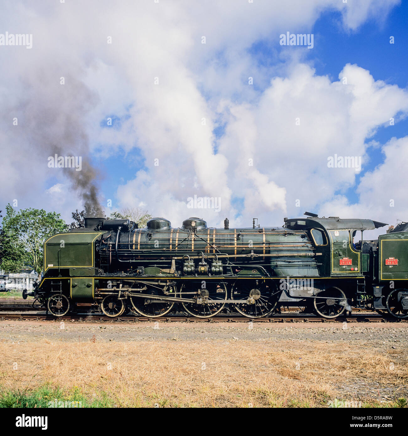 Historic steam locomotive 'Pacific PLM 231 K 8' of 'Paimpol-Pontrieux' train Brittany France Stock Photo