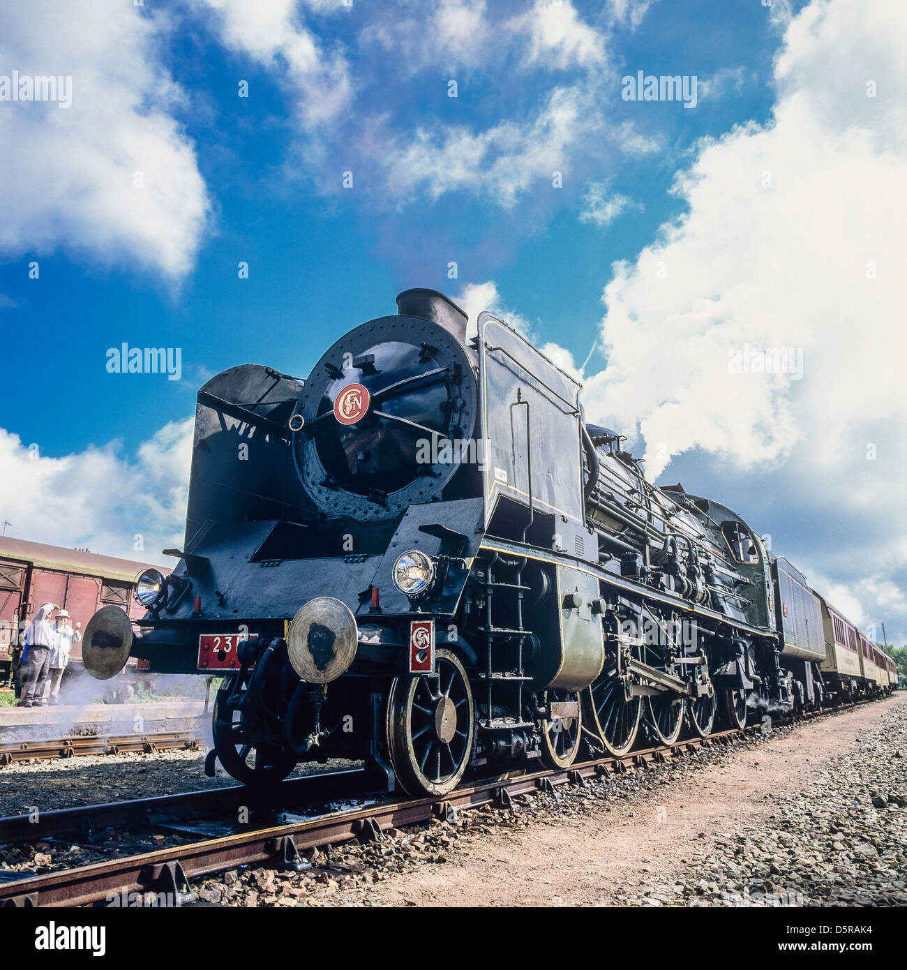 Historic steam locomotive "Pacific PLM 231 K 8" of "Paimpol-Pontrieux" train Brittany France Europe Stock Photo