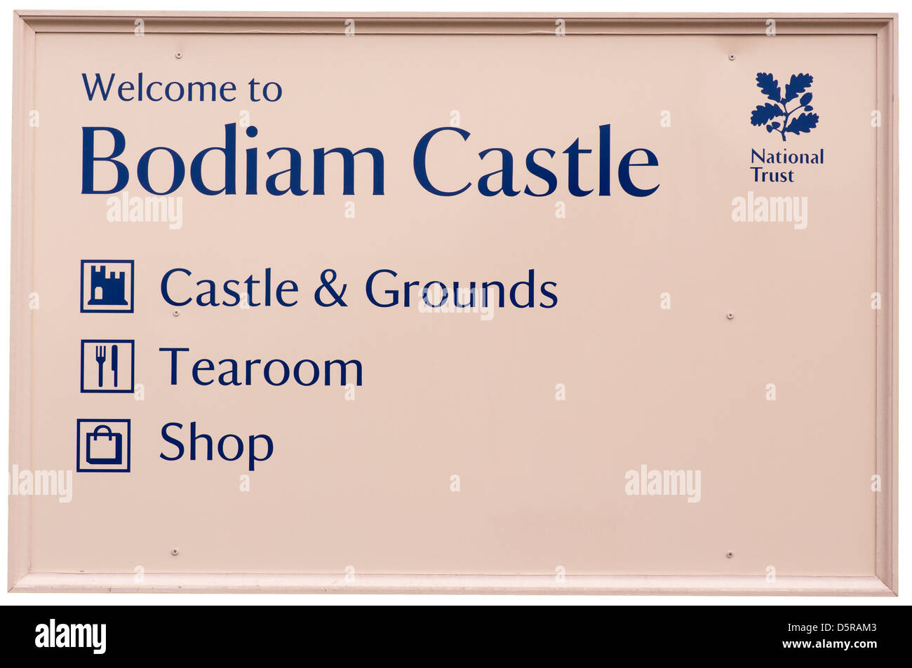 Bodium Castle East Sussex Uk National Trust Sign (Taken from Public Property and Not On National Trust Land) Stock Photo