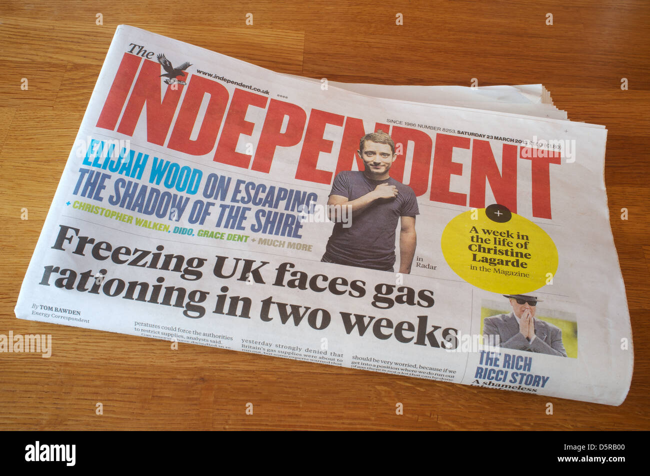 The Independent 20.03.2013 Stock Photo