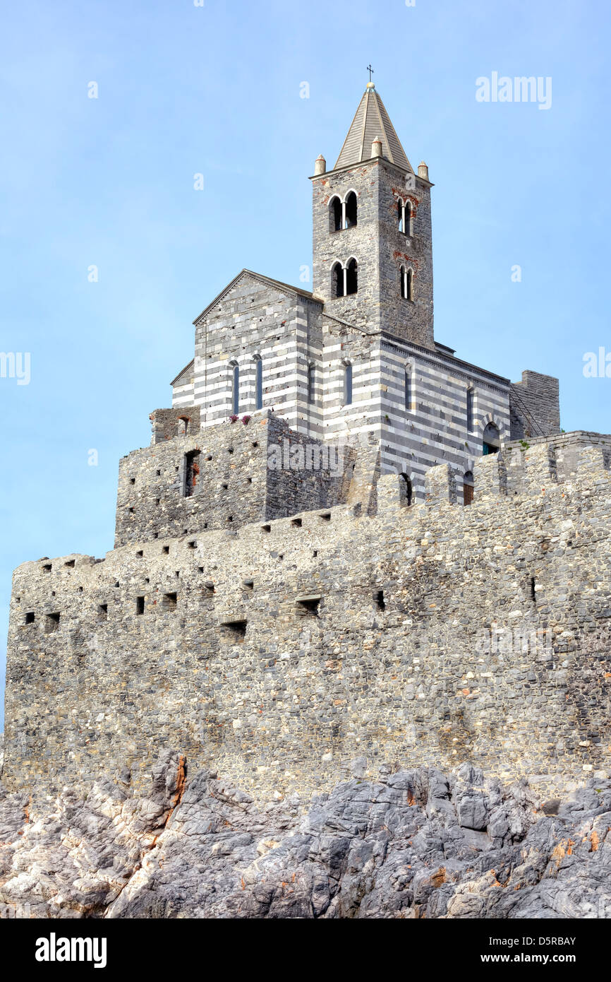 Porto Venere, church San Pietro, Liguria, Italy Stock Photo