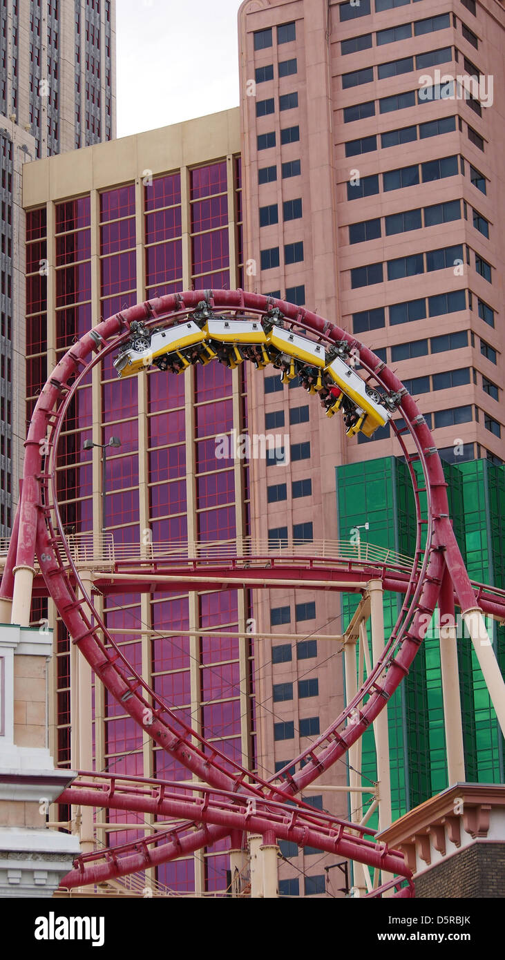 Rollercoaster ride in front of New York New York casino in Las