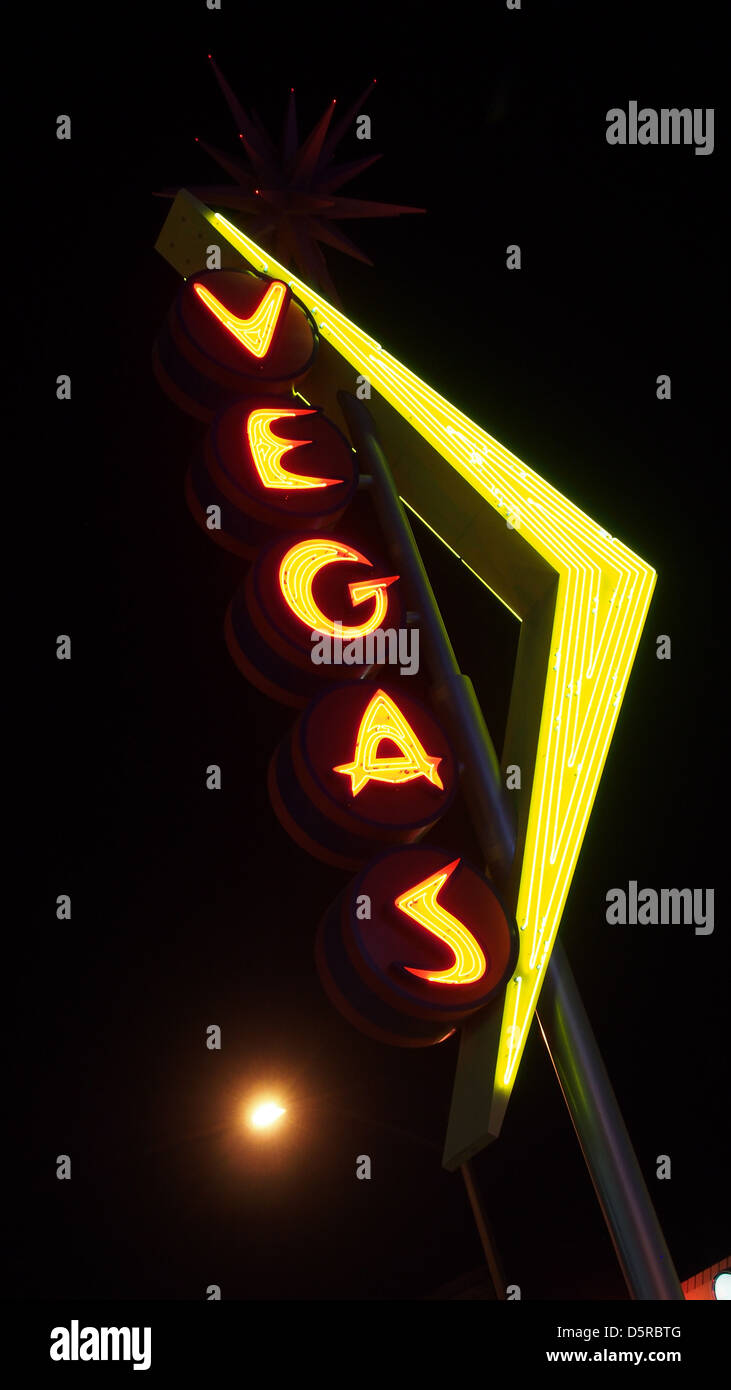 Neon Las Vegas sign in the downtown area of Las Vegas Stock Photo