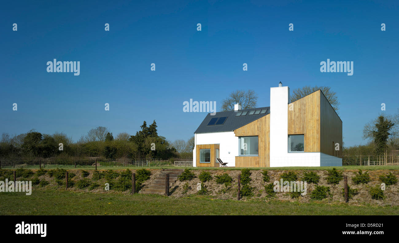 Woodfield House, Enfield, Ireland. Architect: Patrick Gilsenan Architect, 2011. Overview from neighbouring farm. Stock Photo