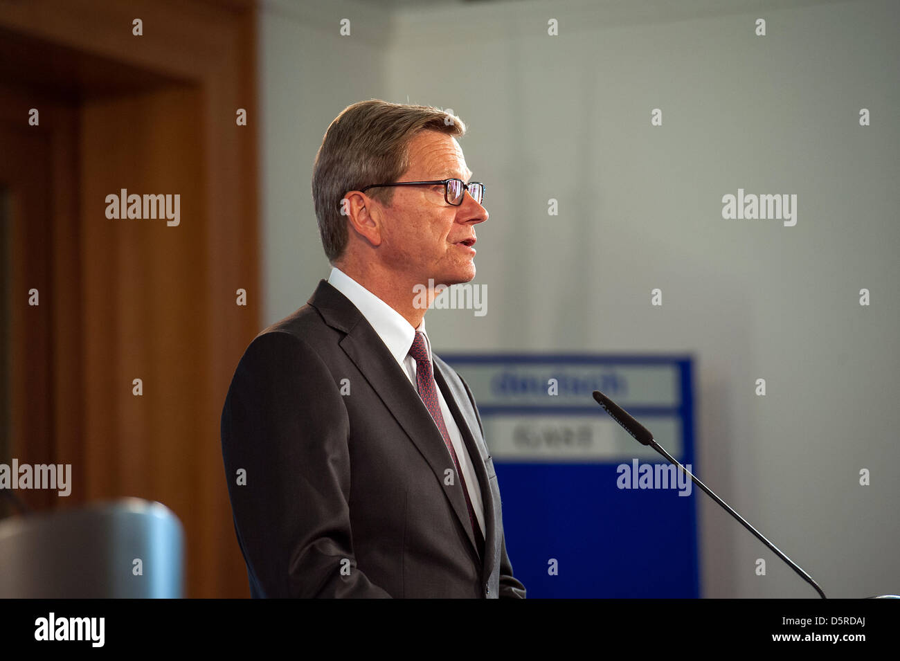 Berlin, Germany. 8th April 2013. German Foreign Minister, Guido Westerwelle receives Foreign Minister of Uruguay, Dr. Luis Leonardo Almagro, at the Foreign Office in Berlin for bilateral talks.Credit Credit: Gonçalo Silva/Alamy Live News. Stock Photo