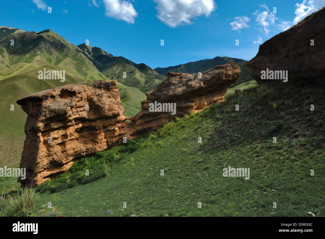 Eroded rocks, Asy river canyon, Kazakhstan Stock Photo