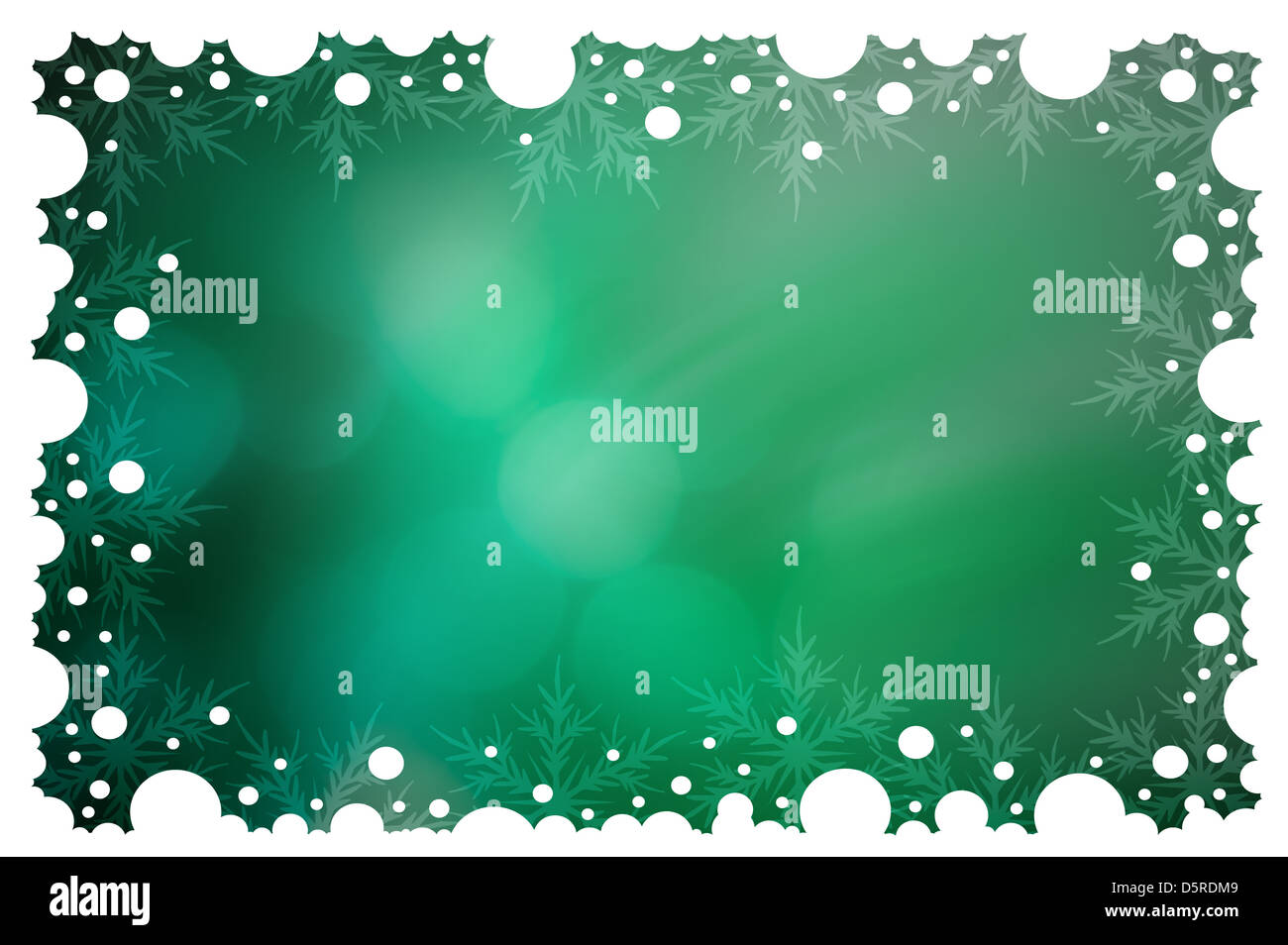 Green Christmas background with white snowflakes Stock Photo - Alamy