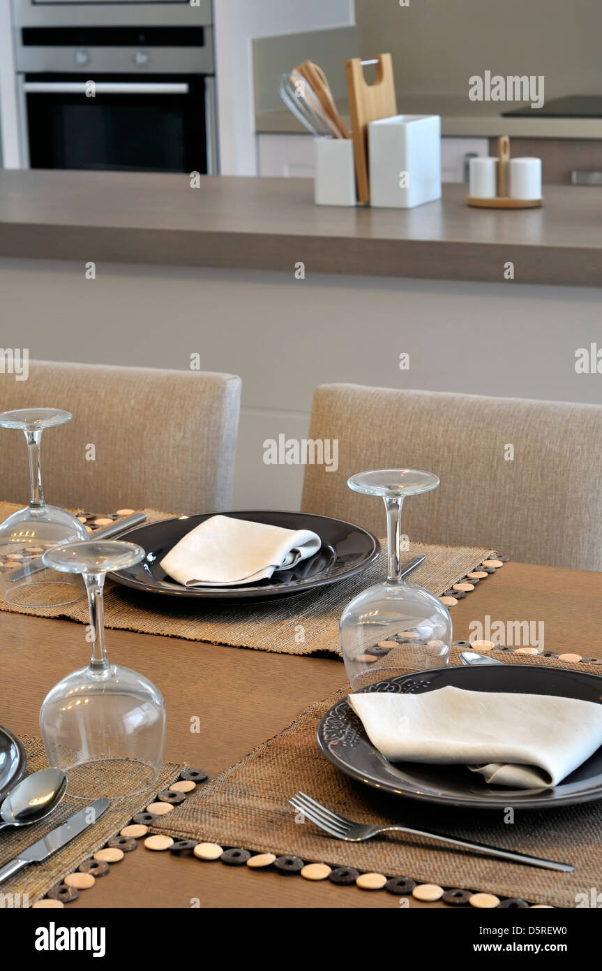 dinner table at the kitchen Stock Photo - Alamy