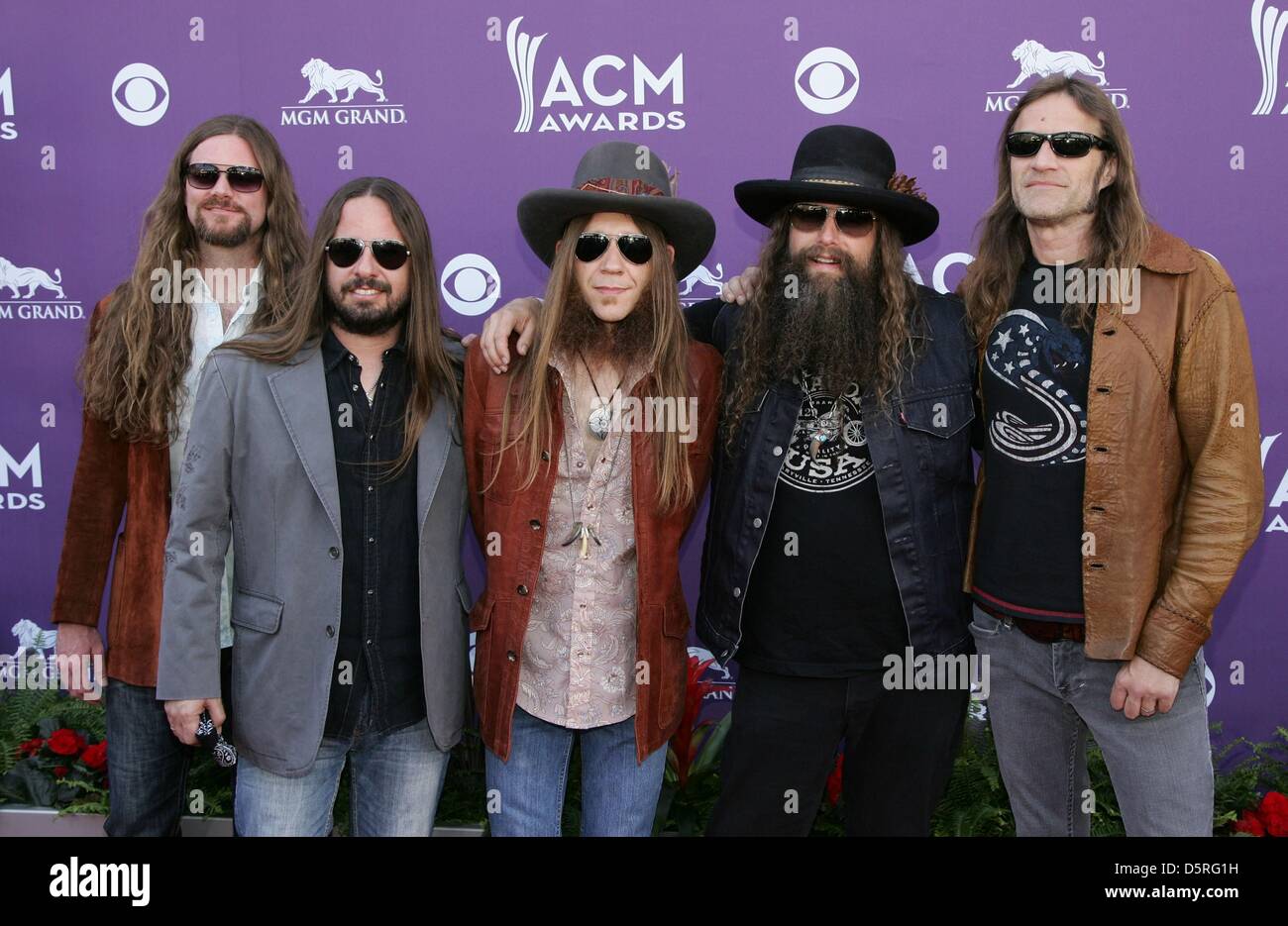 Las Vegas, Nevada, USA. 7th April 2013. Brandon Still, Paul Jackson, Charlie Starr, Brit Turner, Richard Turner of Blackberry Smoke at arrivals for 48th Annual Academy of Country Music (ACM) Awards - ARRIVALS 2, MGM Grand Garden Arena, Las Vegas, NV April 7, 2013. Photo By: James Atoa/Everett Collection/Alamy Live News Stock Photo