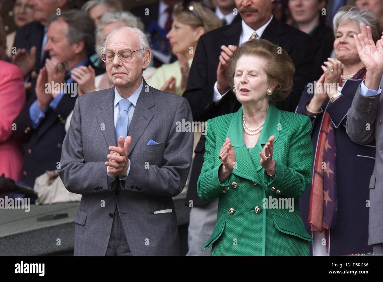 Archive: Margaret Thatcher        1925-2013          Picture taken July 7, 2000           Former Prime Minister Margaret (Maggie) Thatcher and Husband Dennis at the Wimbledon Tennis Ladies Final. Pic: Paul Marriott Photography/Alamy Live News Stock Photo