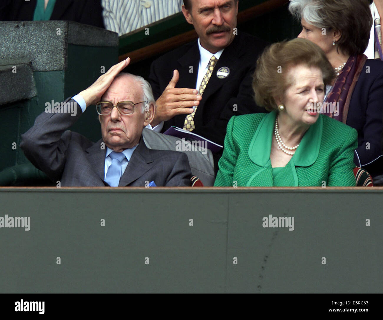 Archive: Margaret Thatcher        1925-2013          Picture taken July 7, 2000           Former Prime Minister Margaret (Maggie) Thatcher and Husband Dennis at the Wimbledon Tennis Ladies Final. Pic: Paul Marriott Photography/Alamy Live News Stock Photo