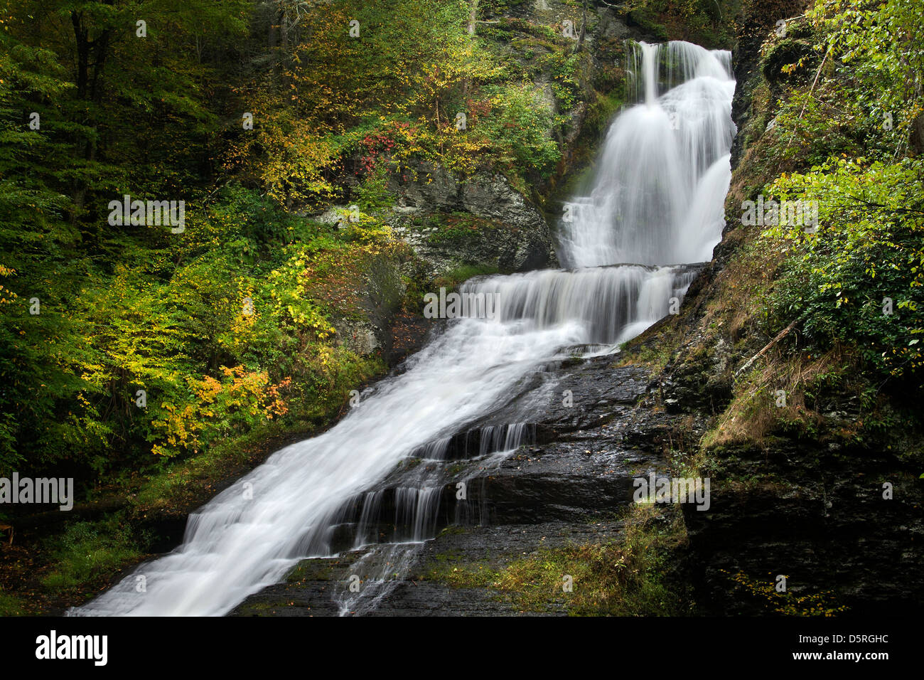 waterfall in the Pocono mt. Pennsylvania USA. Stock Photo