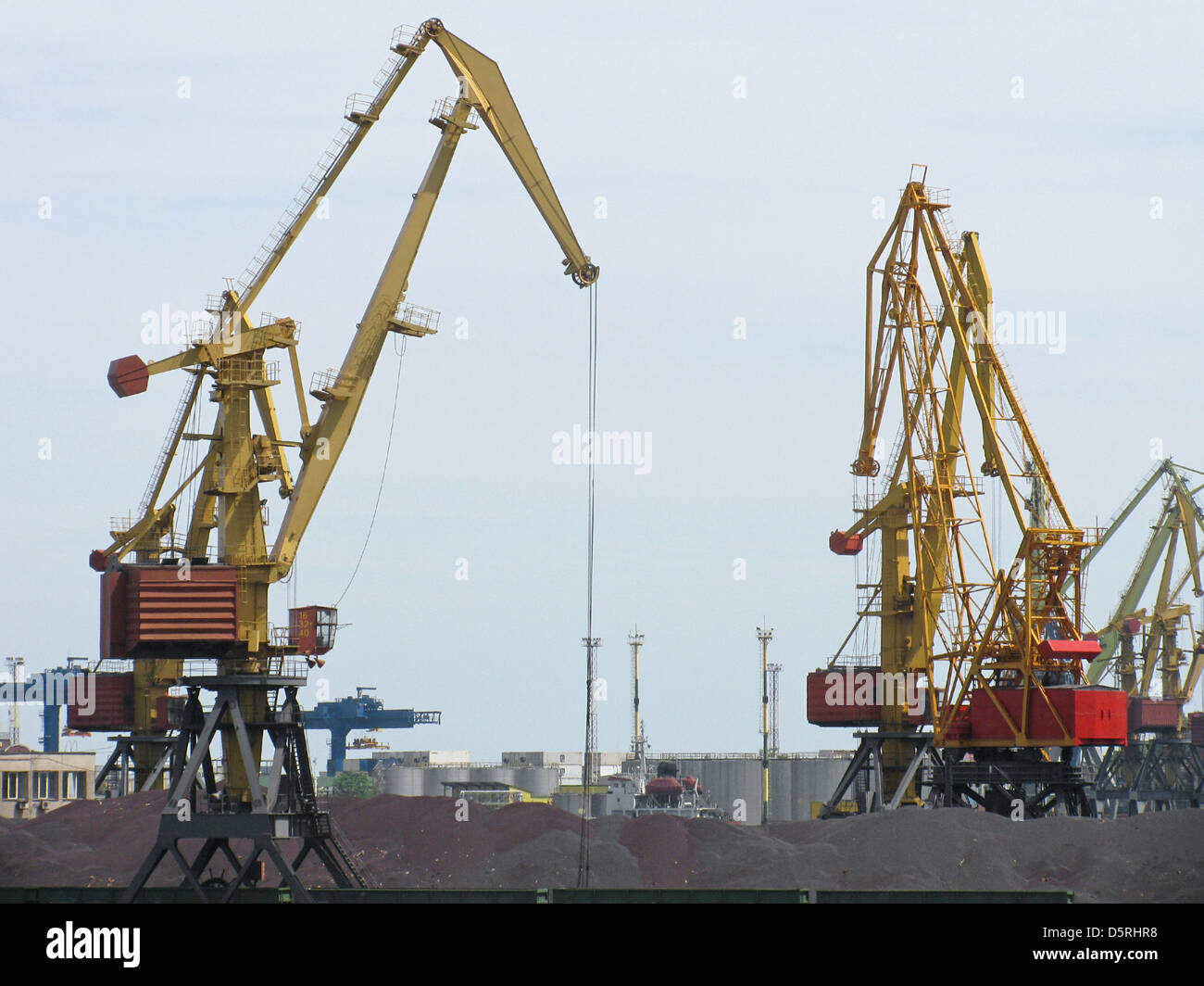 huge cranes in seaport Stock Photo