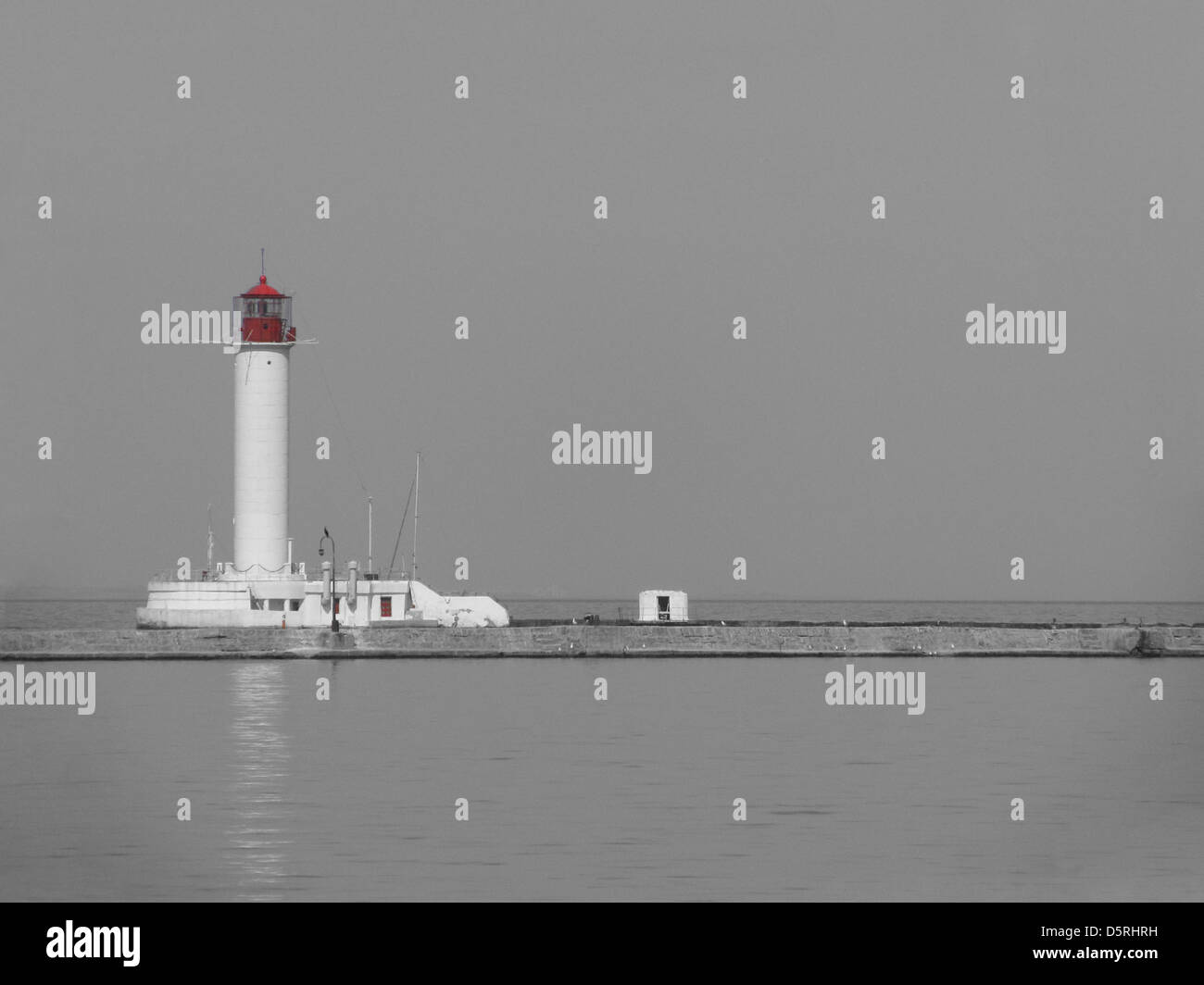 lighthouse in seaport of Odessa, Ukraine Stock Photo