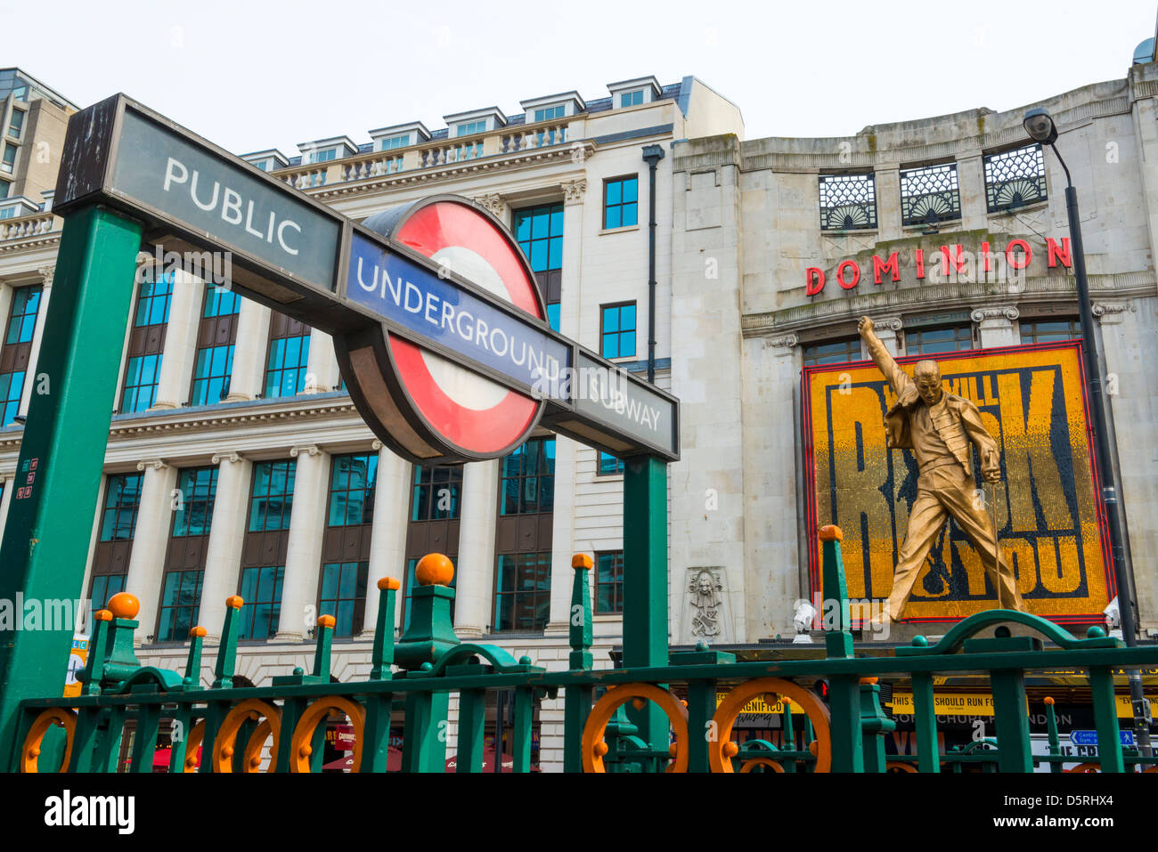 LONDON, UK APRIL 07 We Will Rock You musical in Tottenham Court Road with Underground