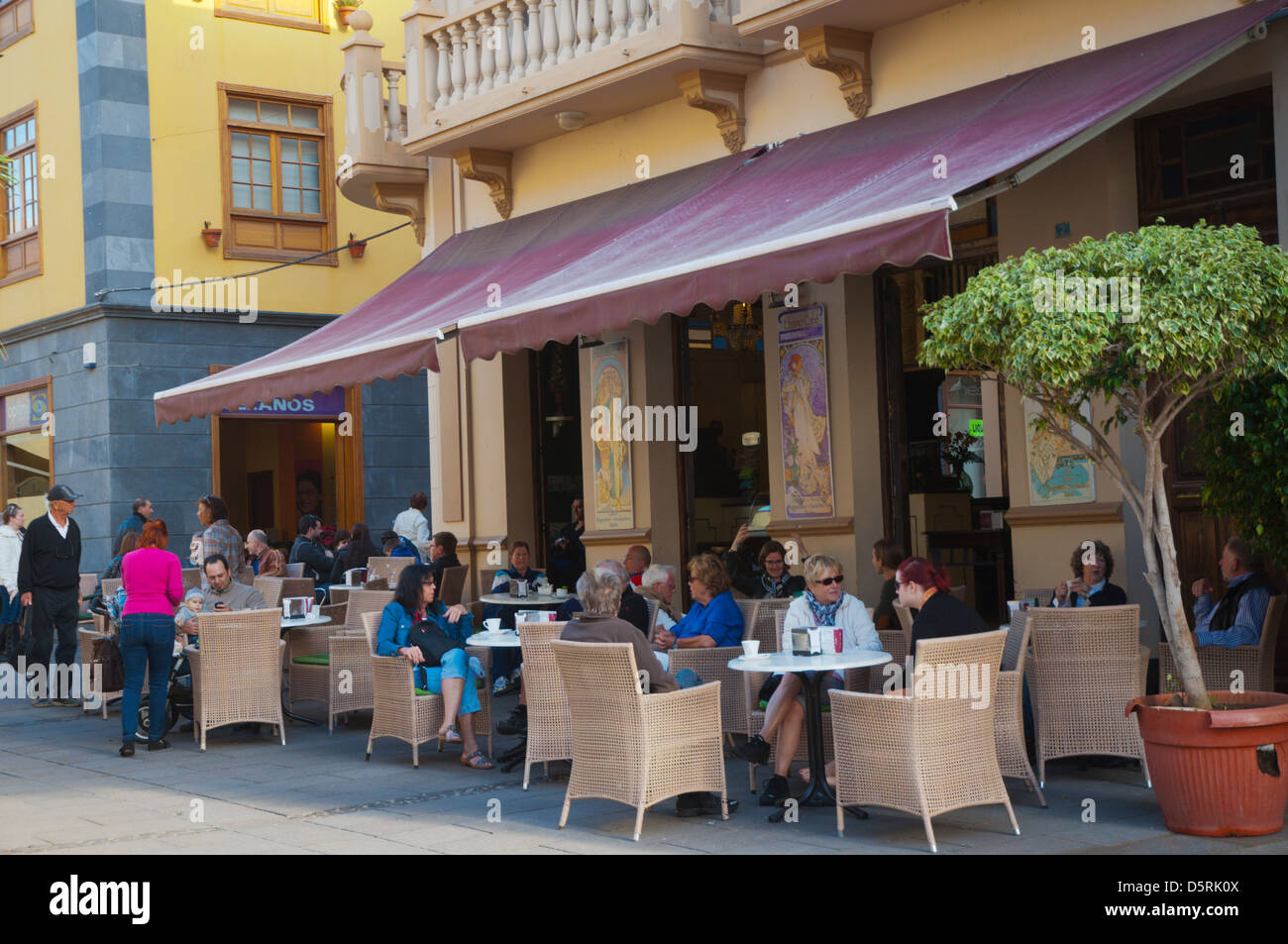 Outdoor cafe San Telmo district central Puerto de la Cruz city Tenerife island the Canary Islands Spain Europe Stock Photo