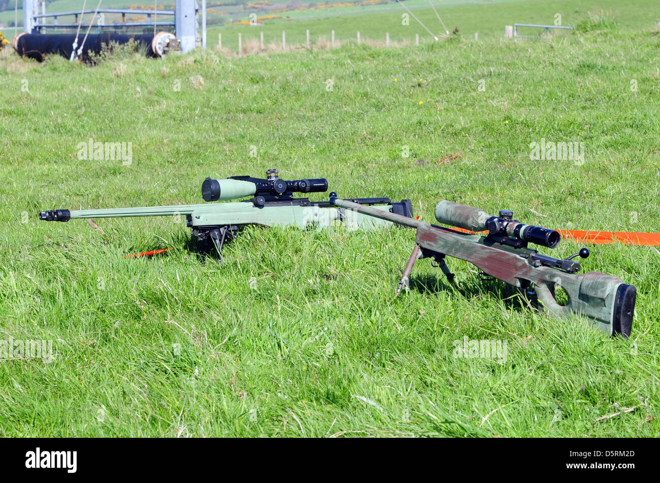 British Sniper with AI L115A3 sniper rifle, Stock Photo