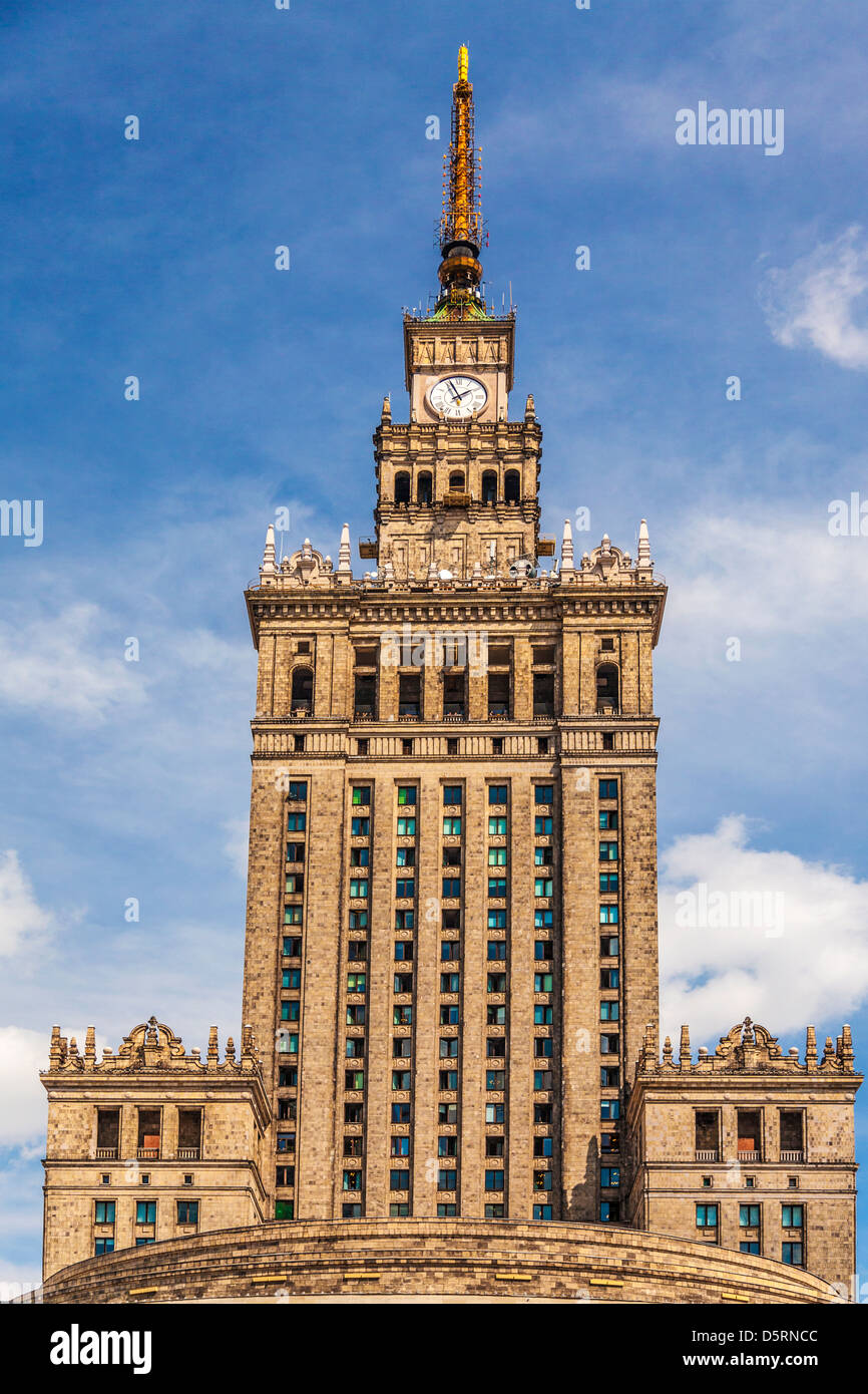 The Palace of Culture and Science, or Pałac Kultury i Nauki, (also abbreviated to PKiN) in Warsaw, Poland. Stock Photo