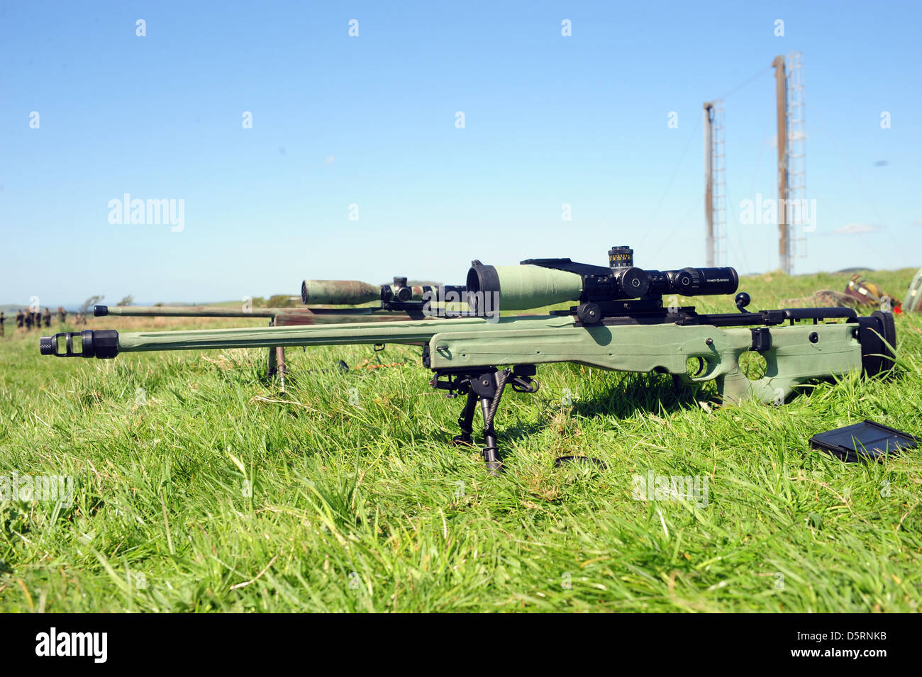 British Sniper with AI L115A3 sniper rifle, Stock Photo