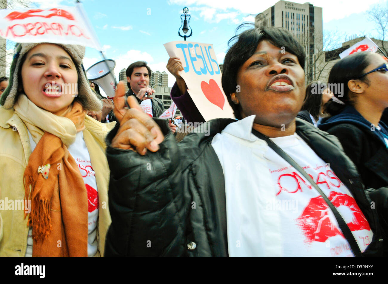 Anti-Violence “Compassion” rally on March 23, 2013, Manhattan, New York City, USA. Stock Photo