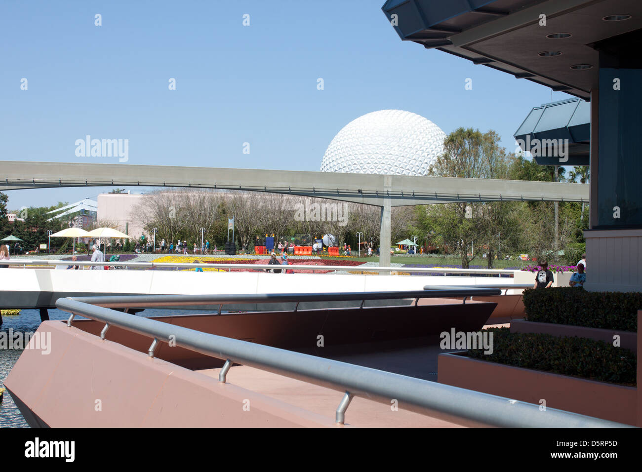 Monorail and Epcot Geodesic Dome, Disney World Stock Photo