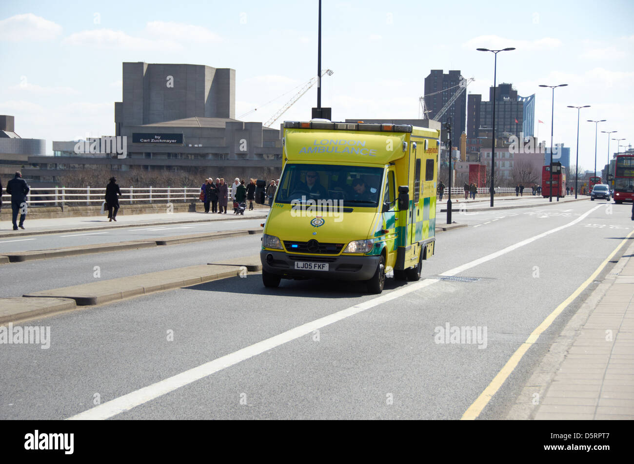 Ambulance going over Waterloo Bridge, London Stock Photo Alamy