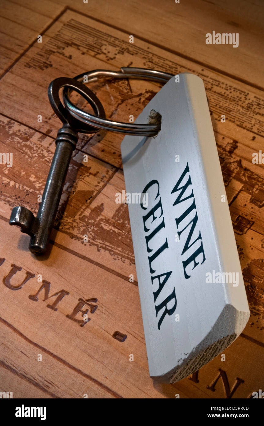 Key to wine cellar on French wooden wine box Stock Photo 55227325 Alamy