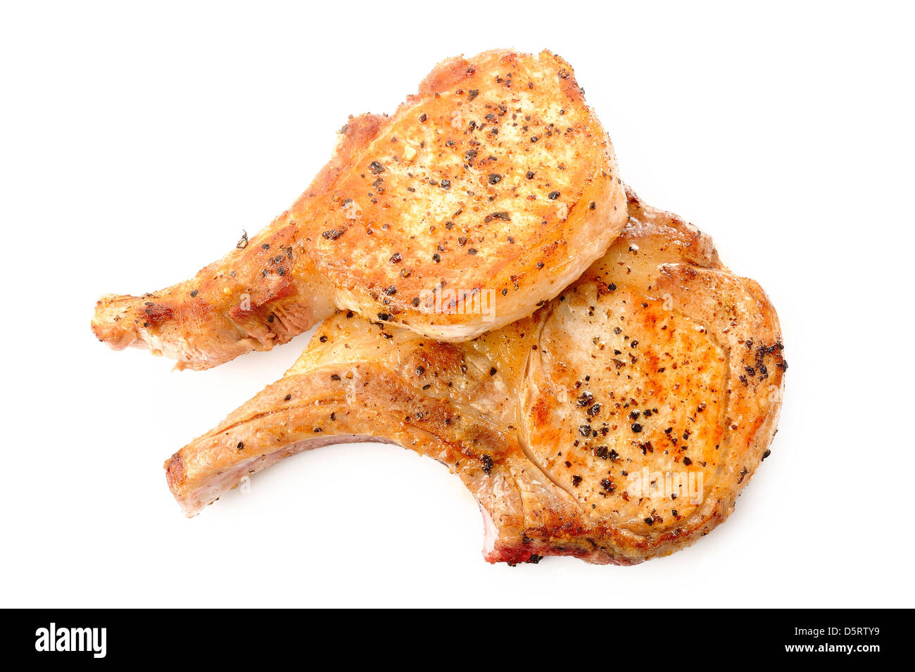 grilled pork chop with black pepper Stock Photo