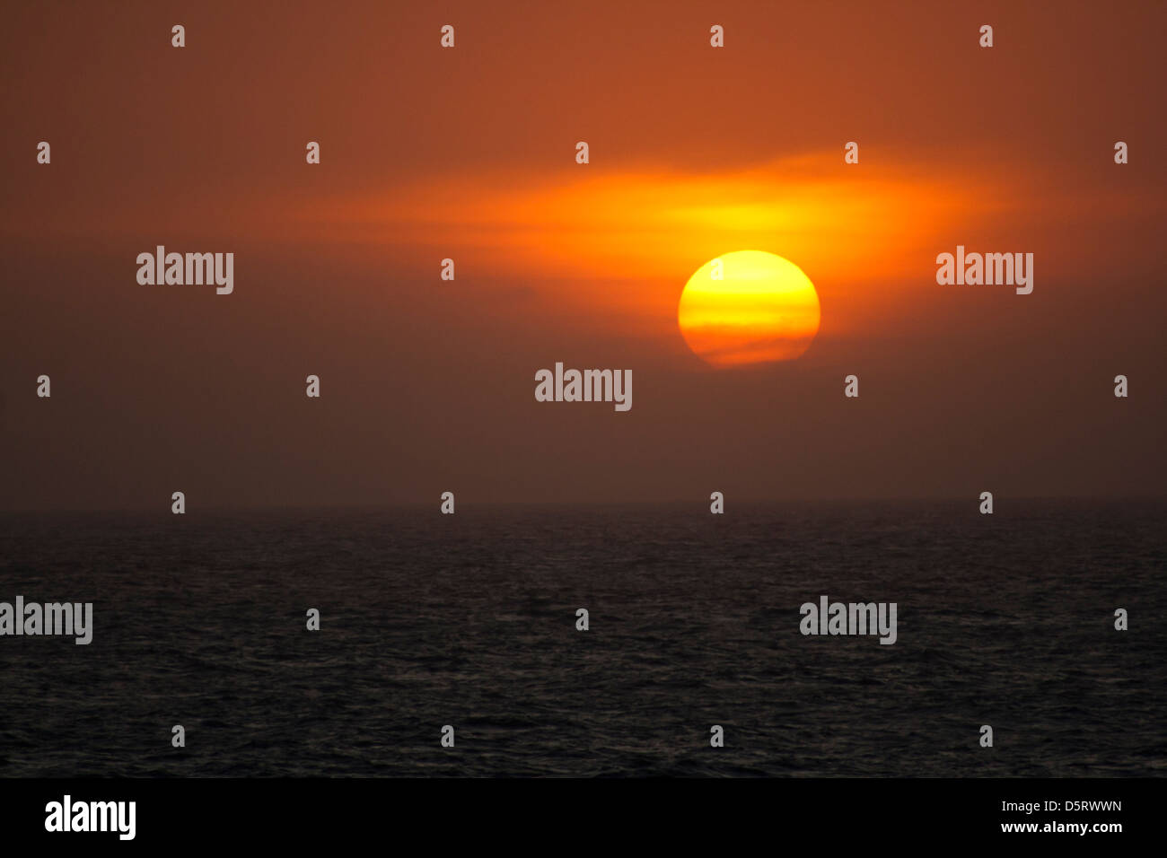 sunset sunrise at offshore ocean. Stock Photo