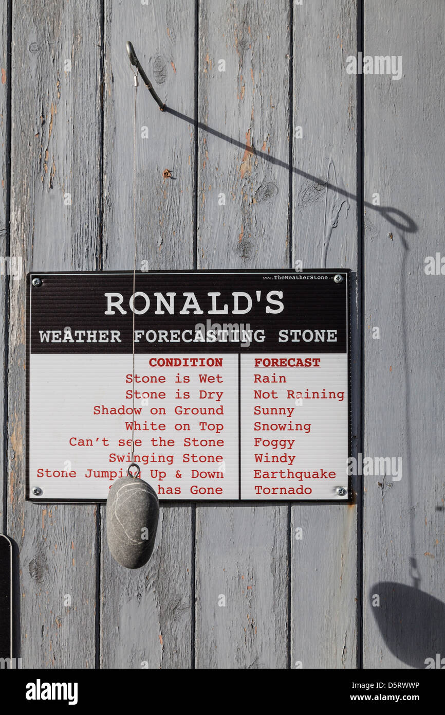 Weather forecasting stone at Cromarty Pier on the Black Isle in Scotland. Stock Photo
