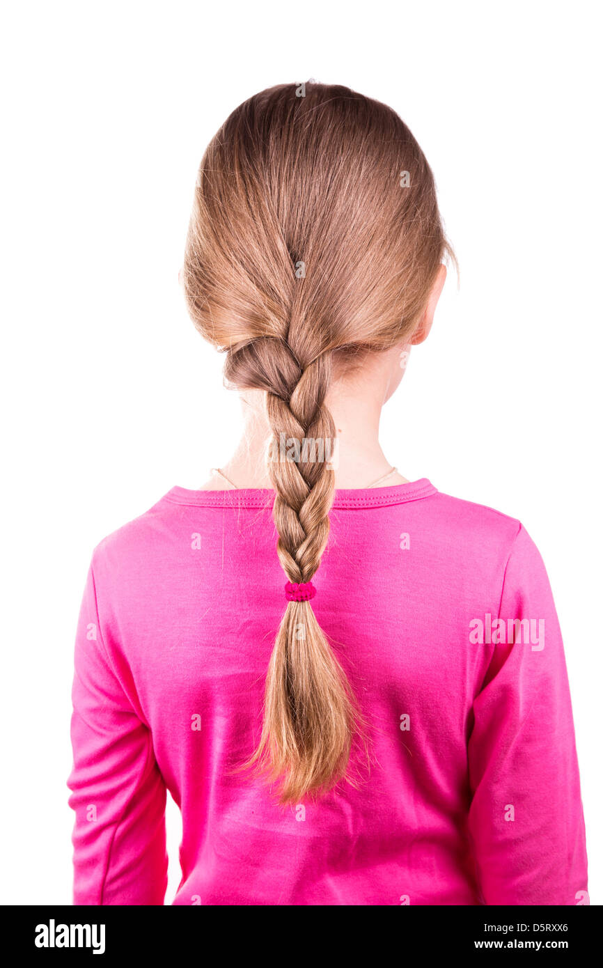 Portrait Of A Beautiful Little Girl With Long Hair In A Braid