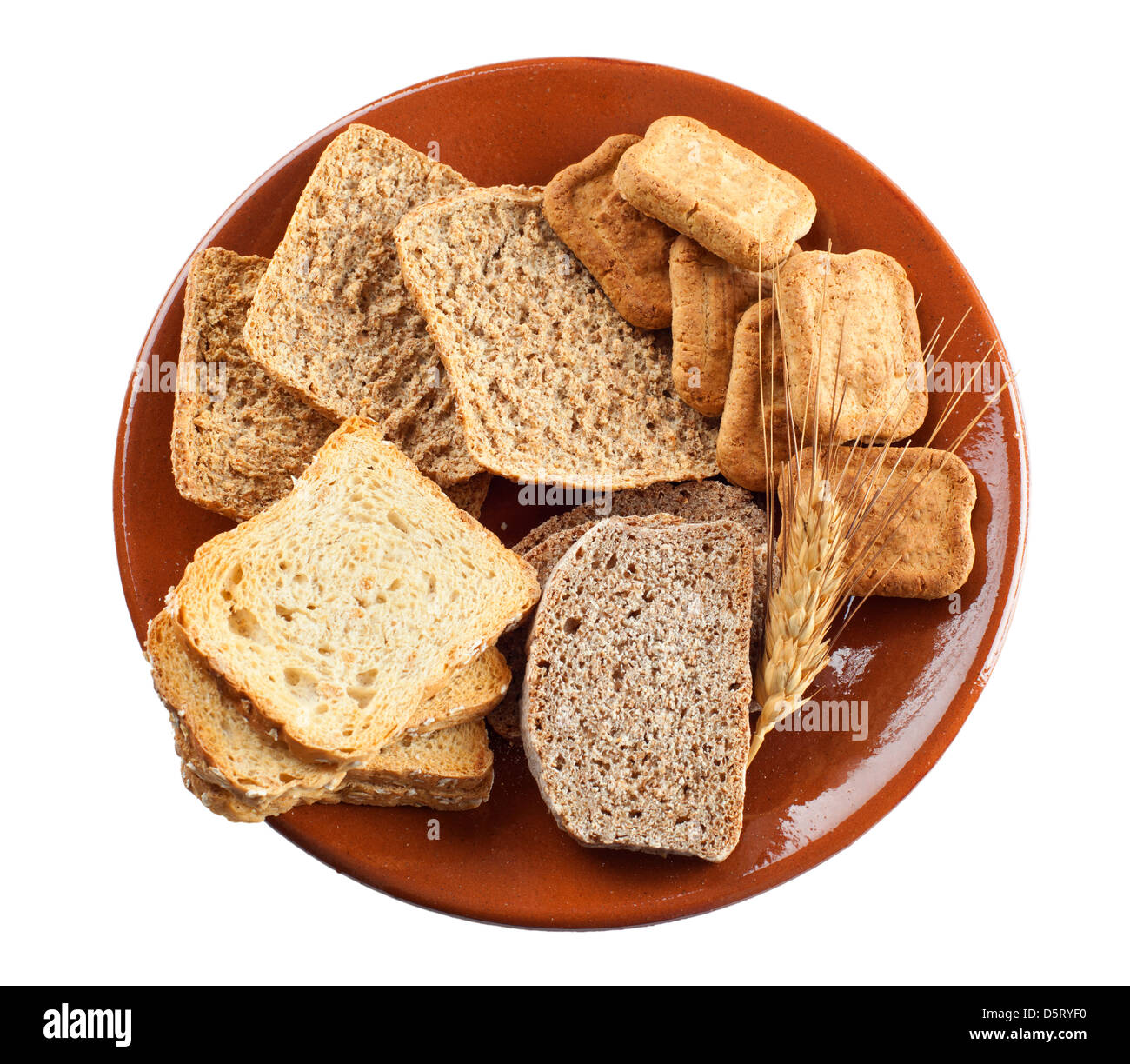 Whole grain carbohydrates on white background Stock Photo
