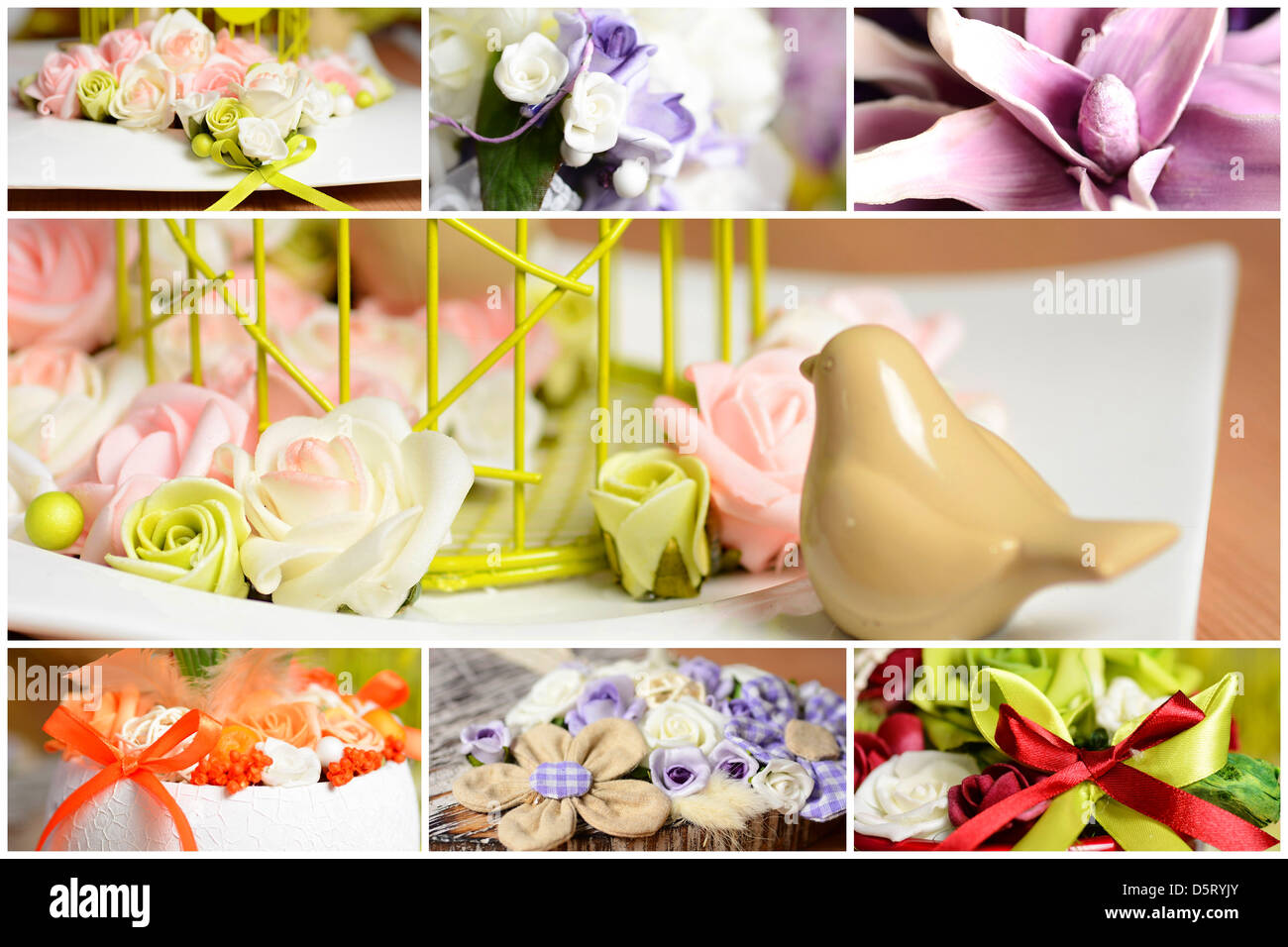 Collage image with spring and summer interior decoration Stock Photo ...
