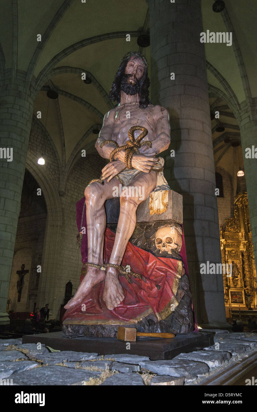 Statue of Jesus Christ inside the Church of San Vicente Mártir in Vitoria-Gasteiz, Basque Country, Spain Stock Photo
