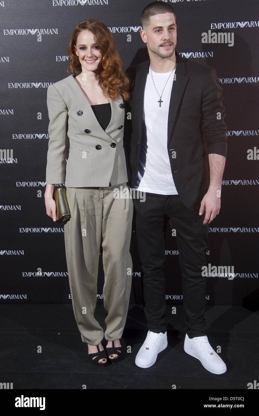 Madrid, Spain. 8th April 2013. Ana Maria Polvorosa and Luis Fernandez poses during the Emporio Armani Store Opening on April 8, 2013 in Madrid (Credit Image: Credit:  Jack Abuin/ZUMAPRESS.com/Alamy Live News) Stock Photo