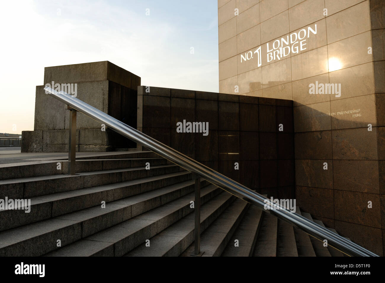 Stairs and handrail, London Bridge in the city of London. Architectural