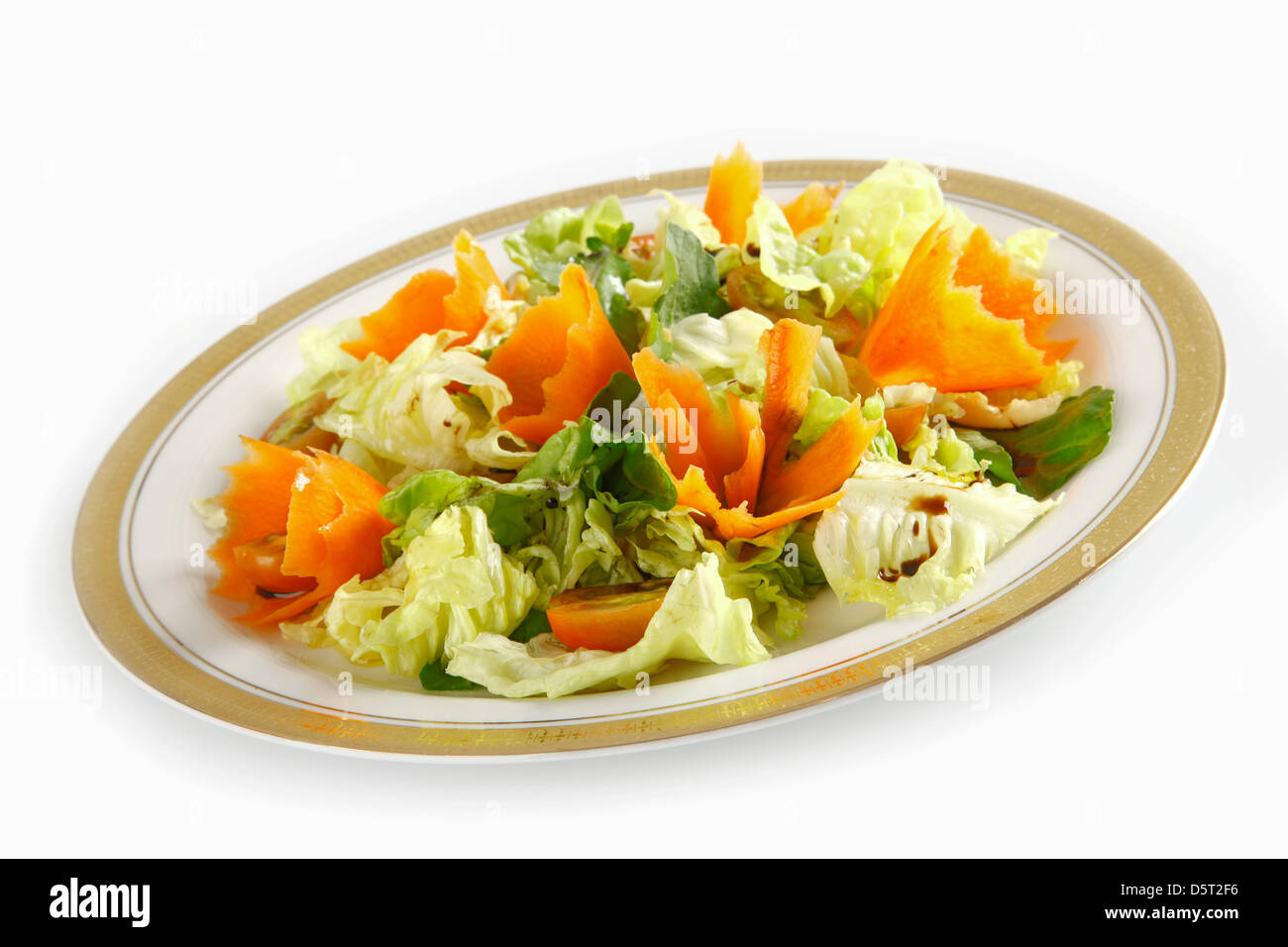 Fresh vegetables: carrot and lettuce; healthy eating and dietary Stock Photo