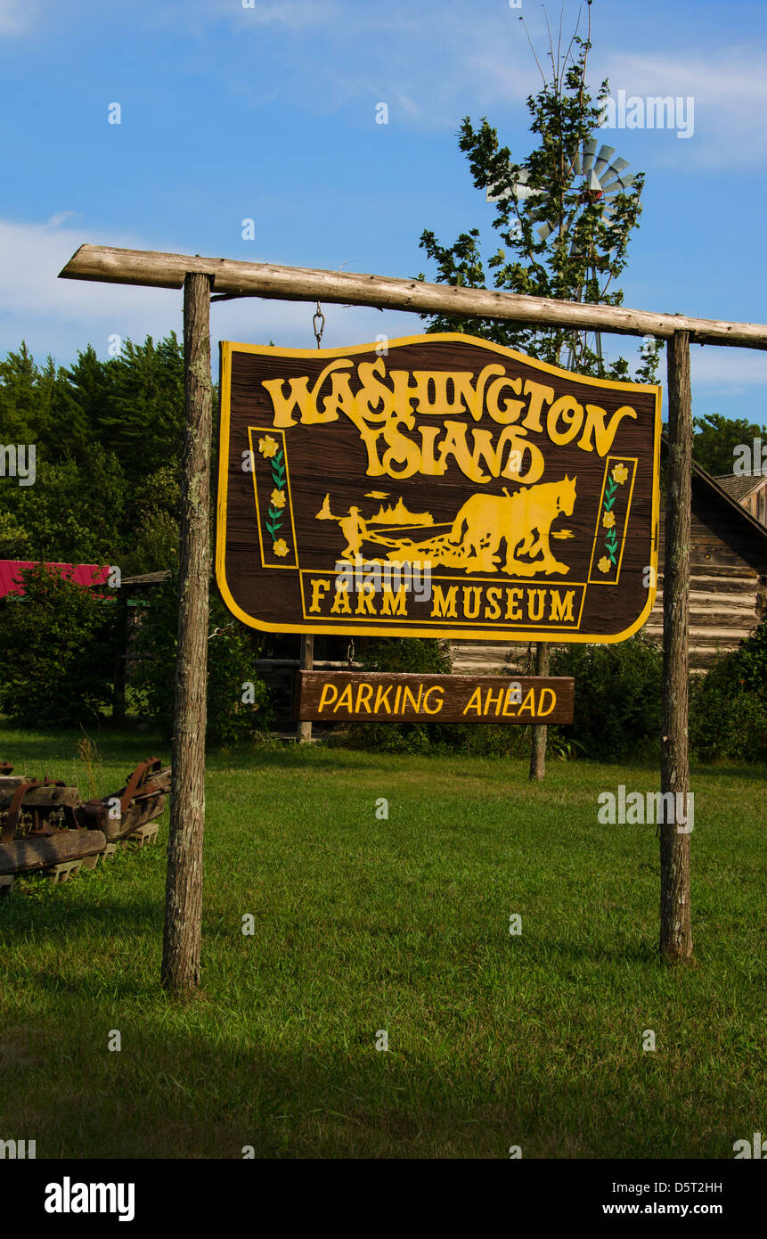 Sign for the Washington Island Farm Museum in  Washington Island,  Wisconsin Stock Photo