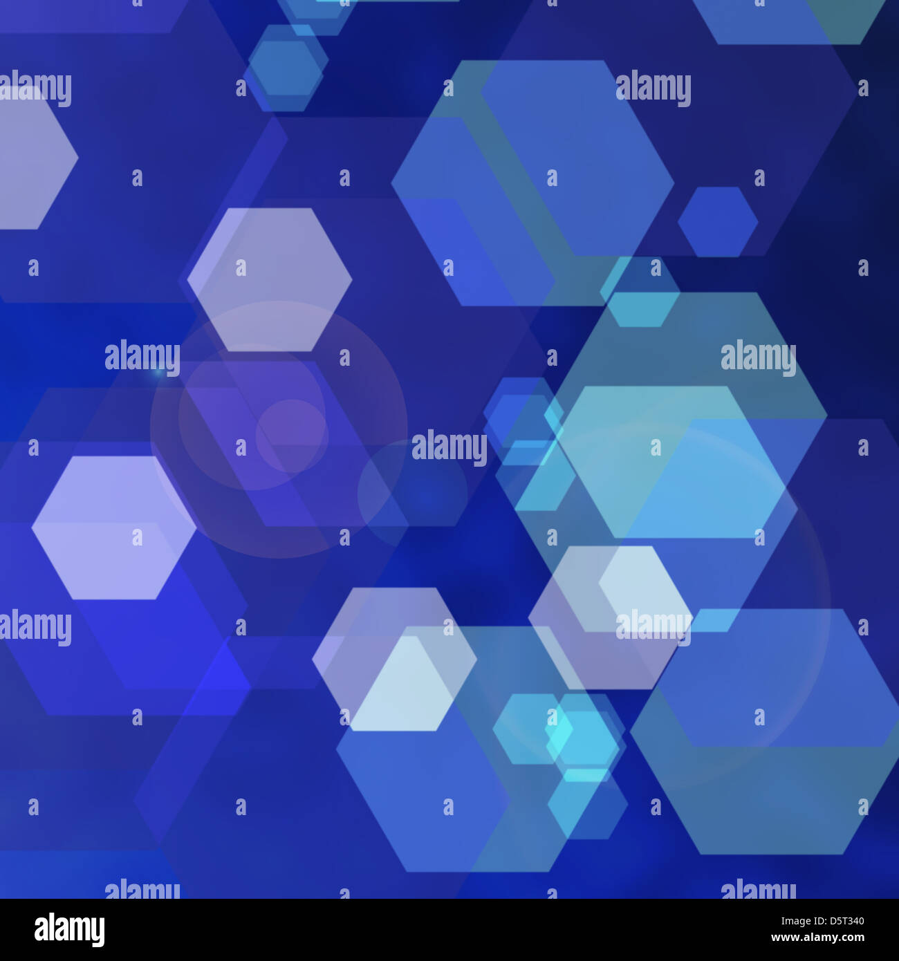 Bokeh abstract blue techno background with hexagons Stock Photo - Alamy
