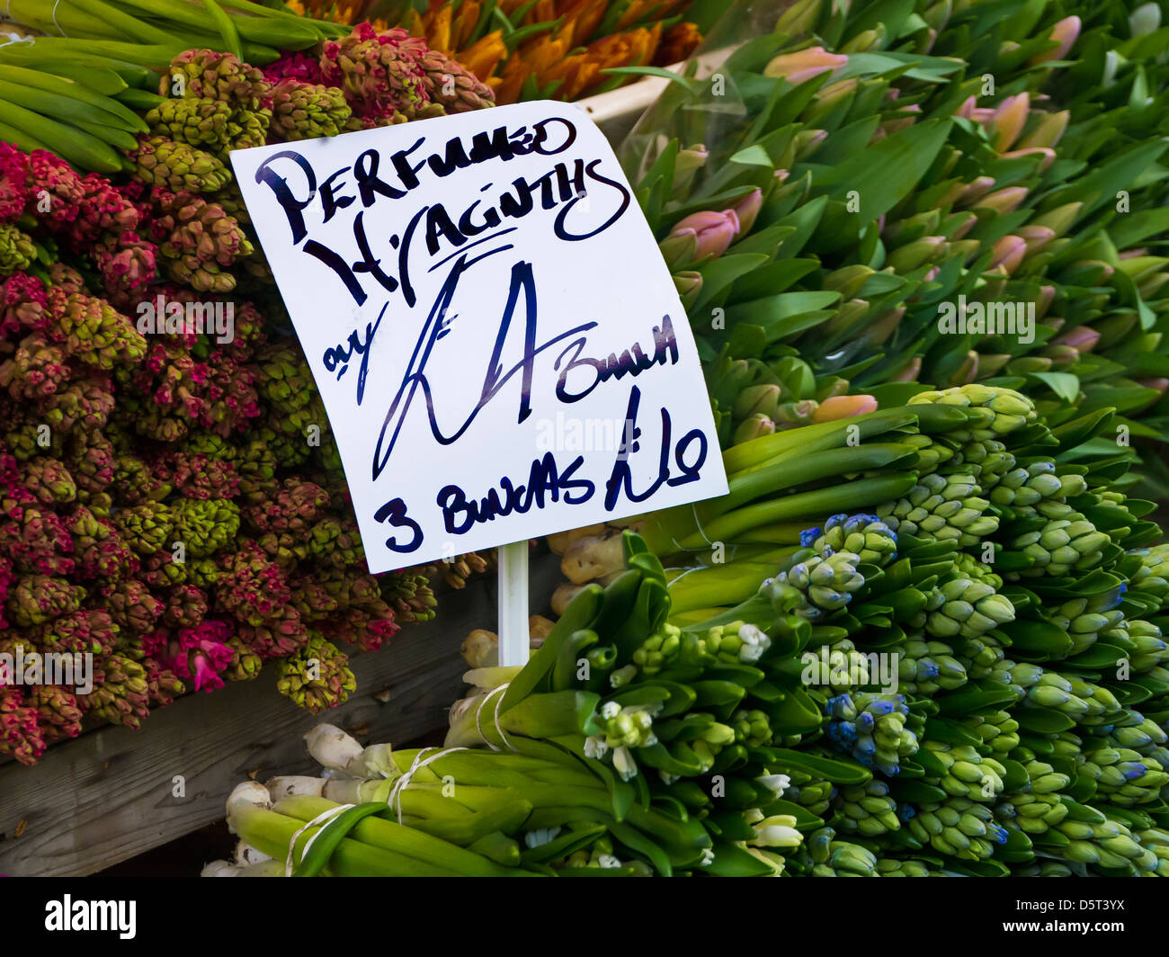 LONDON, UK - APRIL 07, 2013:  Price label on stall at Columbia Road Flower Market Stock Photo