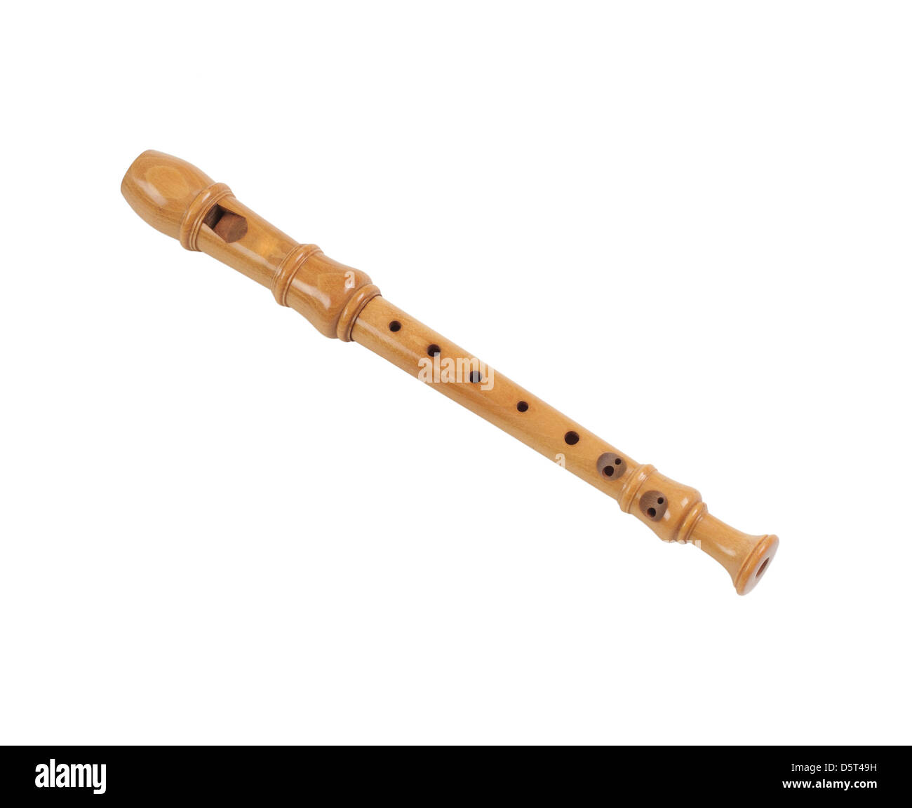 Sweet sound from the nature, wooden recorder music instrument Stock Photo