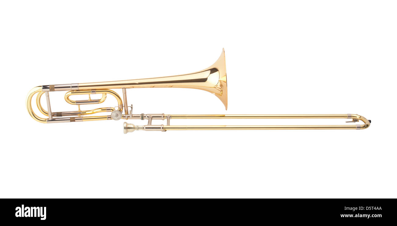 The brass trombone one of the music instrument of the orchestra Stock Photo