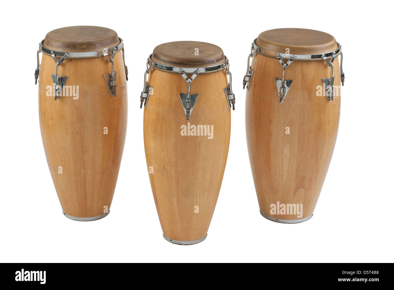Three of congas the percussion of music band Stock Photo