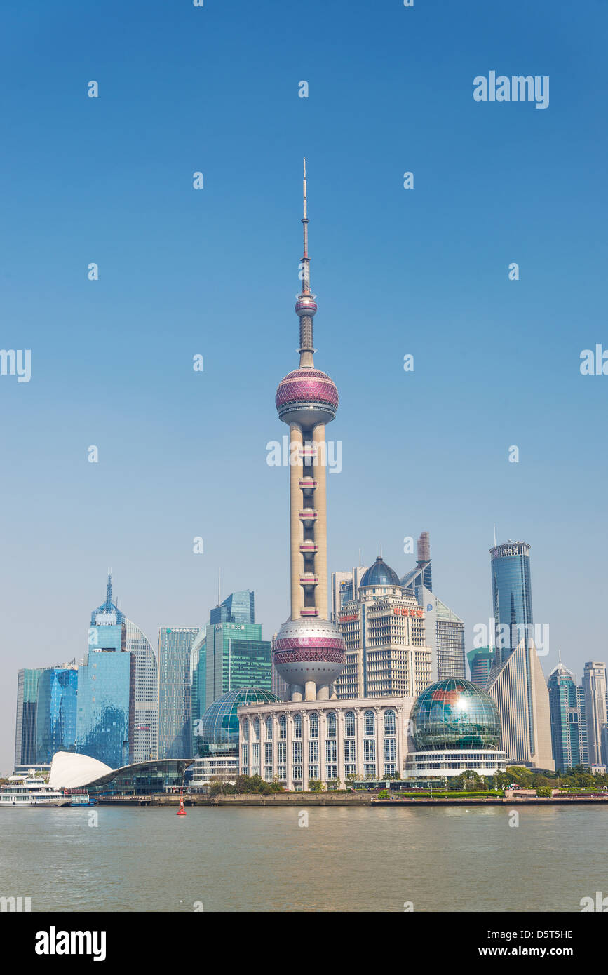 pudong skyline in shanghai in china Stock Photo