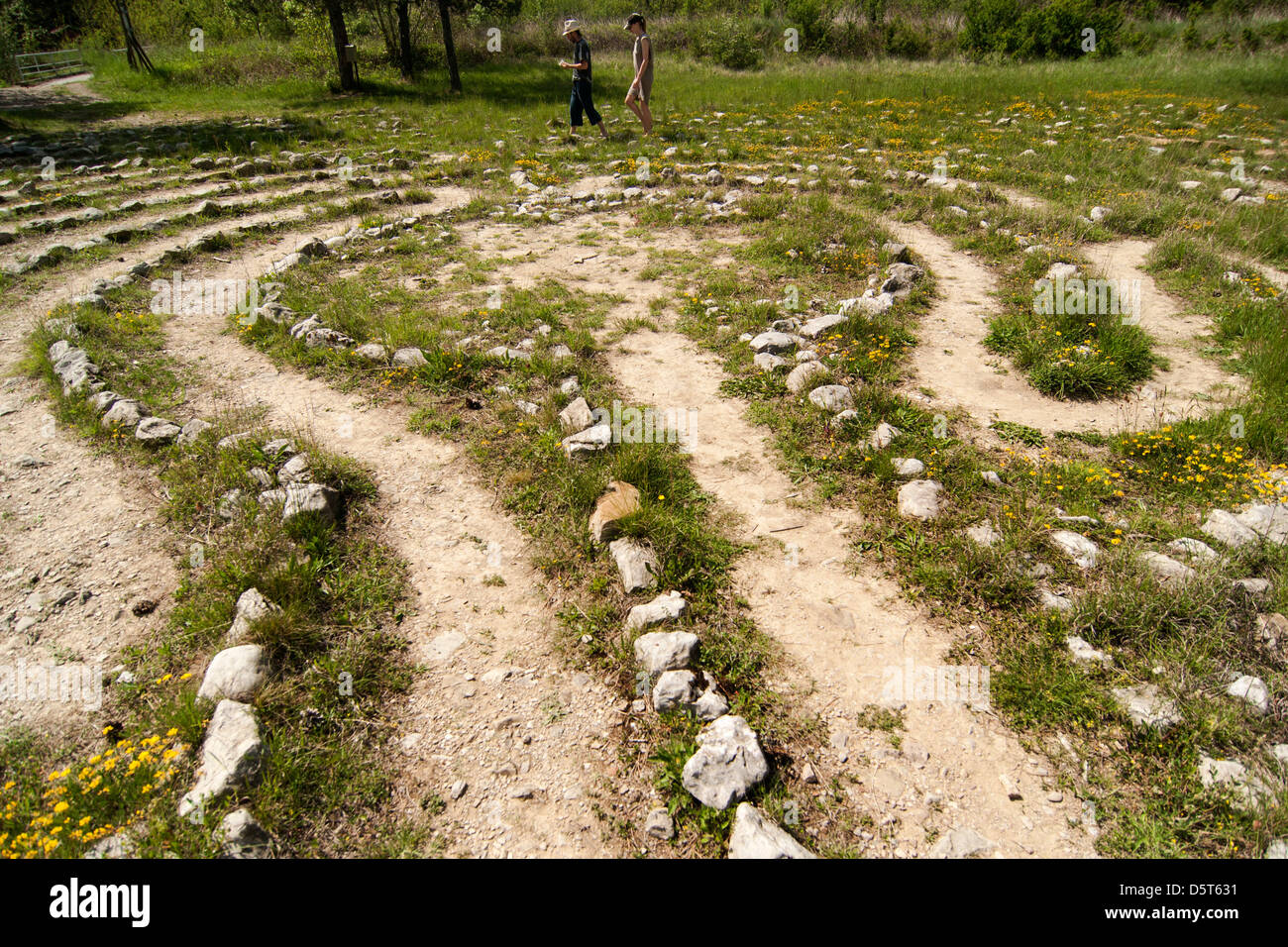 Walking in a labyrinth of harmony Stock Photo