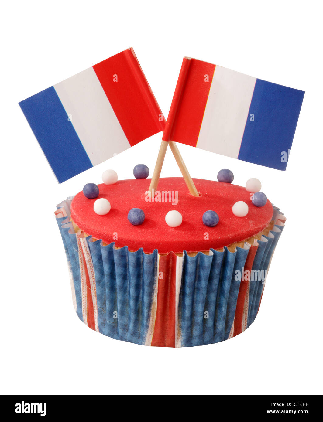 FRENCH FLAG CUPCAKE CUT OUT Stock Photo