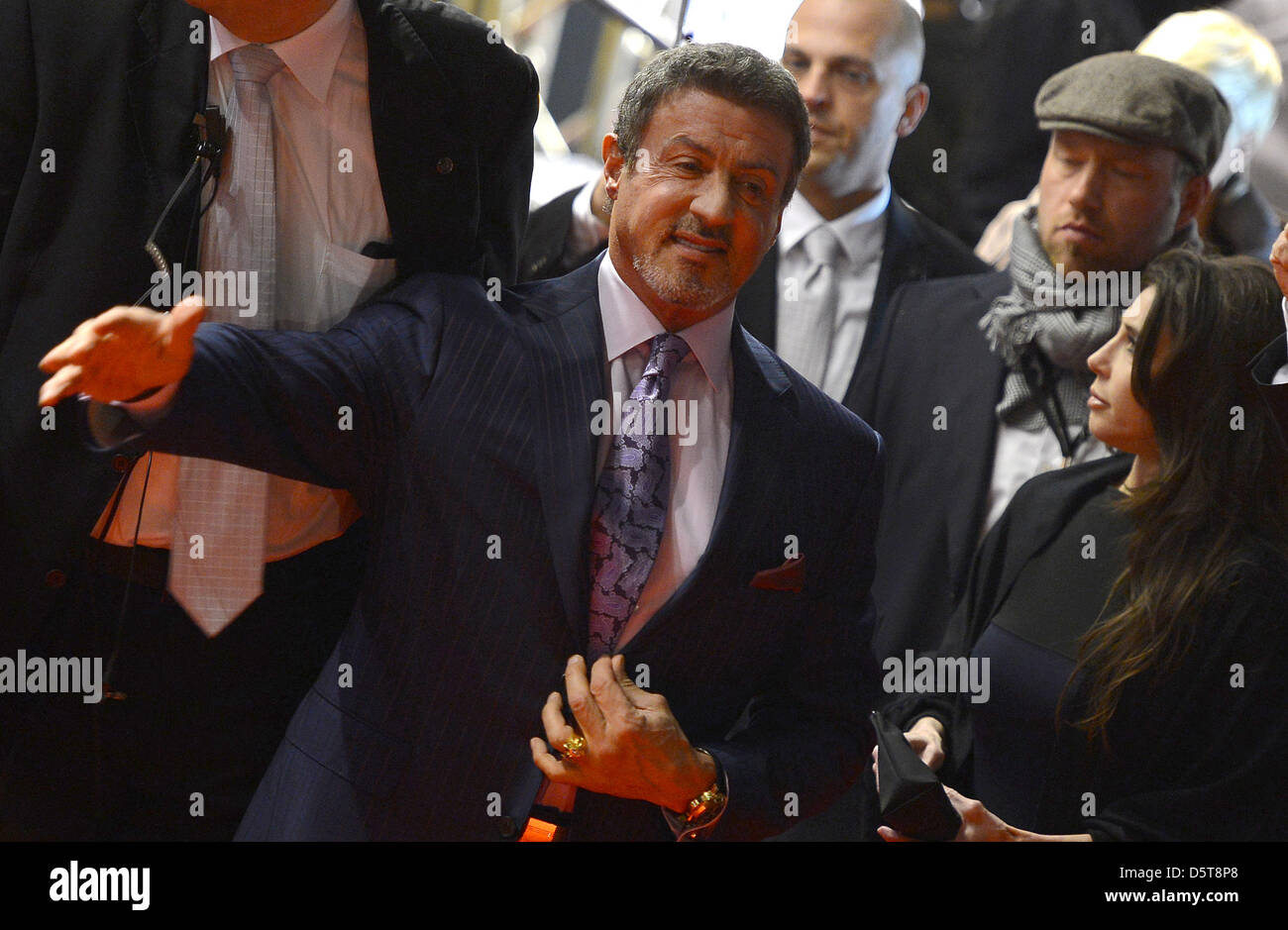 US actor Sylvester Stallone arrives for the premiere of the musical 'Rocky' at TUI opera house in Hamburg, Germany, 18 November 2012.  Photo: MARCUS BRANDT Stock Photo