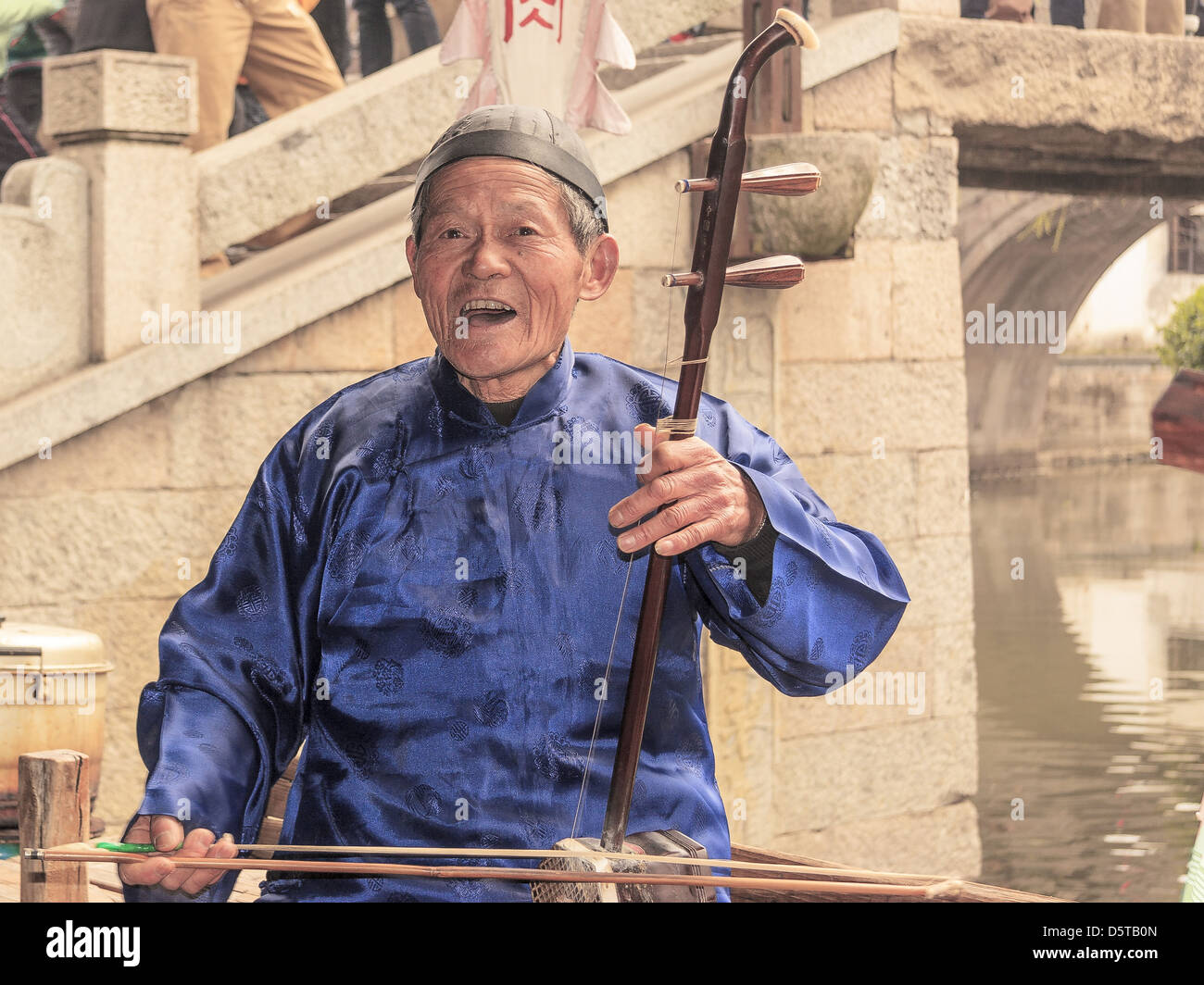 Chinaman Playing Erhu Xitang China Stock Photo